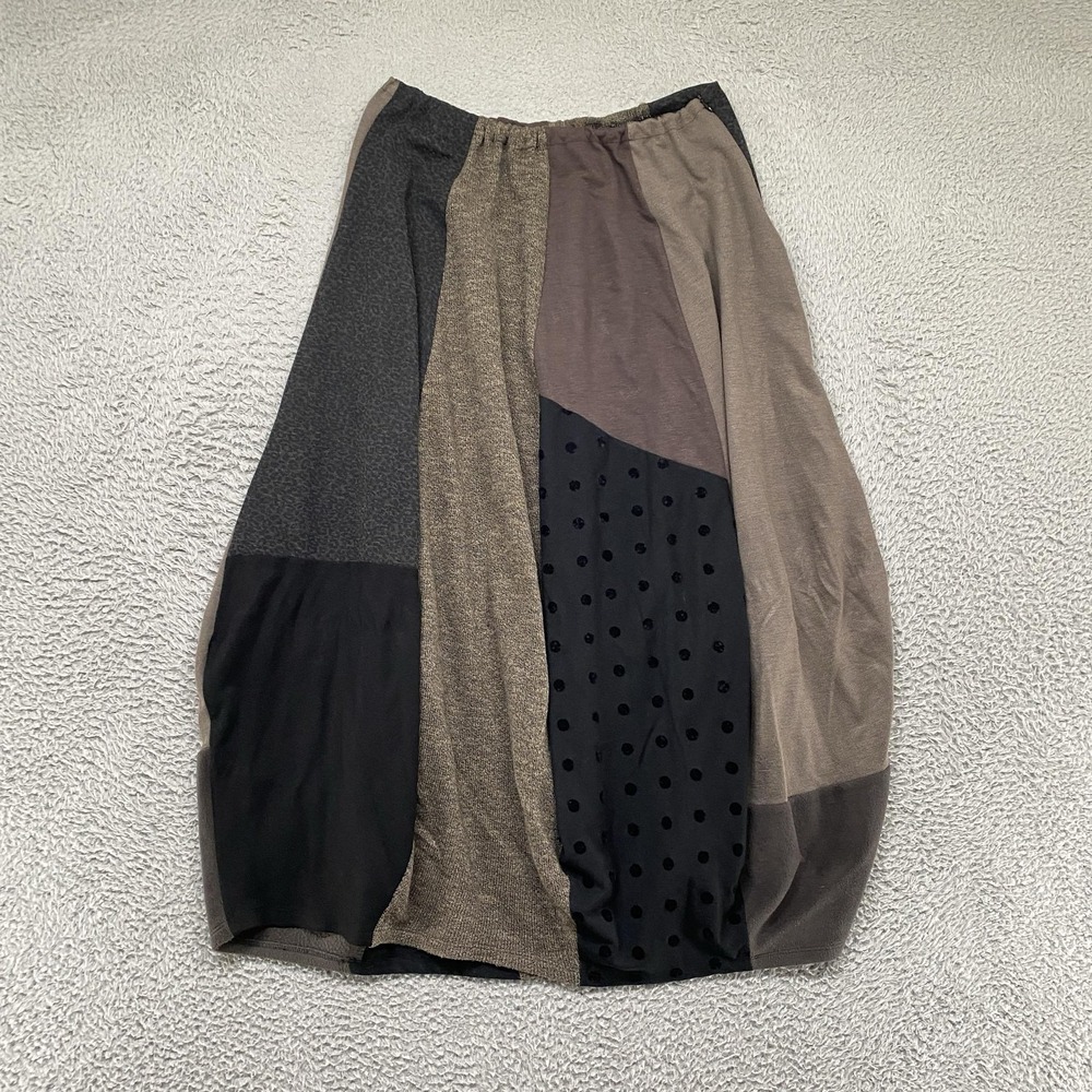 Alembika Maxi Skirt Womens 1 Patchwork Art to Wear Bubble Hem Neutral Knit Boho